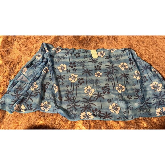 Vintage Baltex Swim Cover Up Wrap Tropical Floral One Size blue white palms - Picture 4 of 5